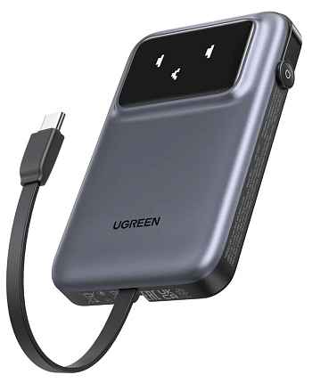 Внешний аккумулятор UGREEN PB511 (35603B) 10000mAh QC 30W Power Bank with Digital Display серый