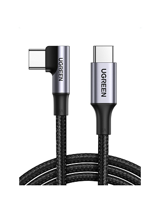 Кабель UGREEN US334 (20583) 3 м черный USB-C  2.0 Male To Angled 90° USB-C 2.0 Male 5A Data Cable