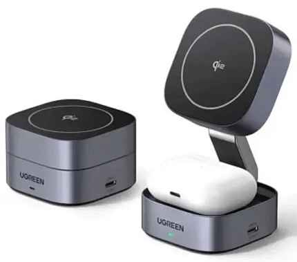 Беспроводное зарядное устройство UGREEN W702 (35316) 2-in-1 Magnetic Wireless 15w для iOS dev