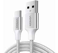Кабель UGREEN US288 1,5 m Silver USB-A 2.0 to USB-C Cable Nickel Plating Aluminum Braid