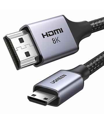Кабель UGREEN HD163 (15514) Mini HDMI to HDMI 8K Cable. Длина: 1м. Цвет: черный