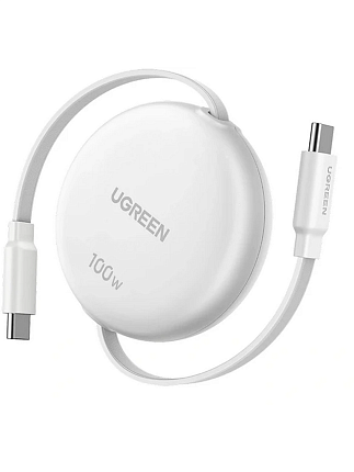 Кабель UGREEN L531 (95673) 1м белый 100W USB-C to USB-C PD Fast Charging Retractable Cable Max