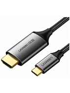 Кабель UGREEN MM142 (50570) 1,5 м серый USB-C to HDMI Male to Male Cable Aluminum Shell