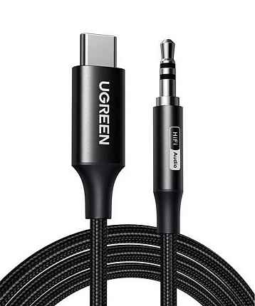 Кабель UGREEN CM450 (55734) 1м черный USB-C Male to 3.5mm Male Audio Cable with Chip