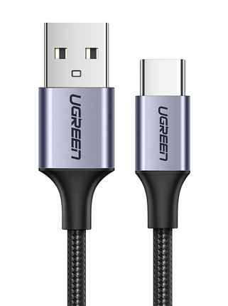Кабель UGREEN US288 1,5 m Black USB-A 2.0 to USB-C Cable Nickel Plating Aluminum Braid