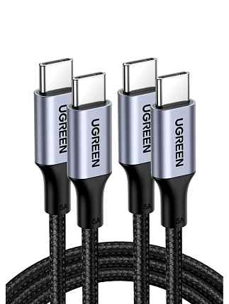 Кабель UGREEN US316 (15799P) 0.25м серый 100W USB-C to USB-C PD Fast Charging Braided 5A 2 шт в комп