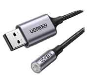 Адаптер UGREEN CM477 (30757) USB 2.0 to 3.5mm Audio Adapter Aluminum Alloy 25 см темно-серый