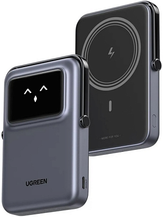 Внешний аккумулятор UGREEN PB572 (45327) серый UNO 10000mAh MIni Magnetic Wireless 20W Power Bank