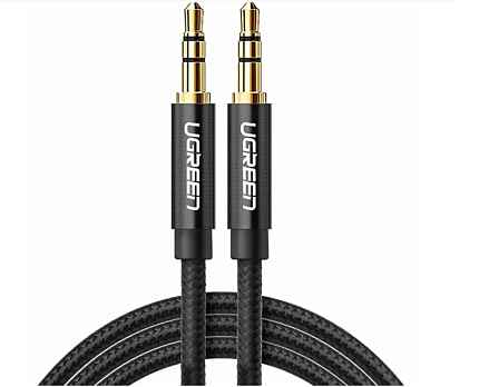 Кабель UGREEN AV112 50363 2m Black 3.5mm Male to 3.5mm Male Cable Gold Plated Metal Case with Braid