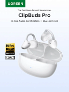 Беспроводные наушники UGREEN WS218 (65880) ClipBuds Pro Earphone Bluetooth 6.0 ANC белый