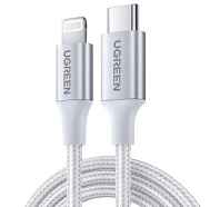 Кабель UGREEN US304 Длина 1 м. Цвет: серебро USB-C to Lightning M/M Cable Aluminum Shell Braided.