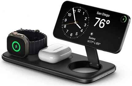 БЗУ Satechi Magnetic 3-in-1 Qi2 Trio Wireless Charging Pad черный