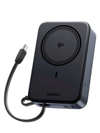 Внешний аккумулятор UGREEN PB567 (55450B) Magnetic 20000mAh Wireless QI2 15W Power Bank. Цвет: серый