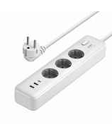 Сетевой фильтр UGREEN CD286 (25357) 30W 3AC Power Strip с розетками with Master Switch (2A1C) белый