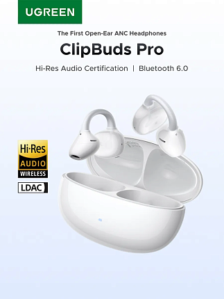 Беспроводные наушники UGREEN WS218 (65880) ClipBuds Pro Earphone Bluetooth 6.0 ANC белый
