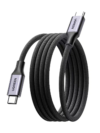 Кабель UGREEN L520 (55517) 1м серый космос USB-C to USB-C PD Magnetic Fast Charging Cable