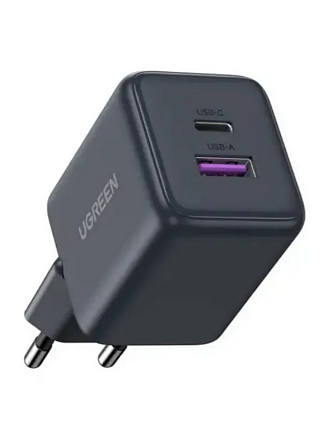 Зарядное устройство UGREEN X516 (65014) 30W черный 2-Port USB-C&USB-A GaN Fast Charger EU