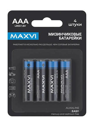 Батарейка Maxvi MBLR03ES4 AAA (LR03) 4 шт EASY Щелочная