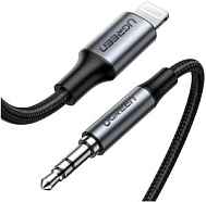 Кабель UGREEN US315 Lightning to 3.5mm Aux Cable Aluminum Shell в оплетке 1м черный