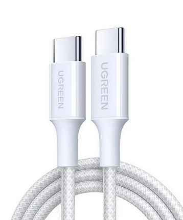 Кабель UGREEN L502 (35220) 1m White 100W USB-C to USB-C PD Fast Charging Braided Cable 5A Max