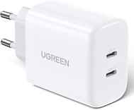 Зарядное устройство UGREEN CD243 (10343) 40W USB-C+USB-C PD Fast Charger EU. Цвет: белый