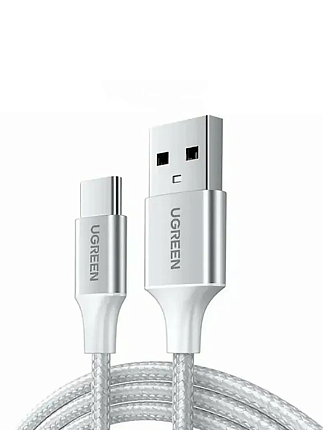 Кабель UGREEN US288 (60131) 1m White USB-A 2.0 to USB-C Cable Nickel Plating Aluminum Braid