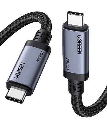Кабель UGREEN L706 (65383) 1м серый 240W 80Gbps USB-C to USB-C GEN4 Charging Cable 5A Max